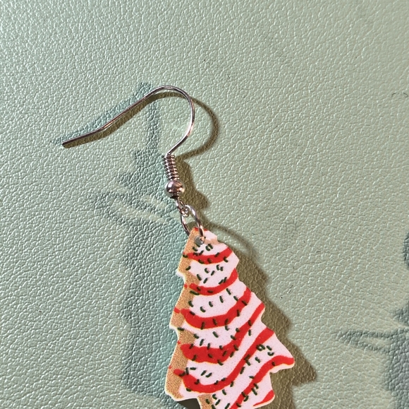 Hand Crafted Little Susie Christmas Tree Cake Earrings - Picture 2 of 3
